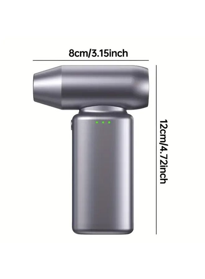 مروحة توربو محمولة يدوية رمادية عالية السرعة 150000 دورة في الدقيقة بشحن USB ومحرك عديم الفرشاة مع عدة أوضاع - Image 3